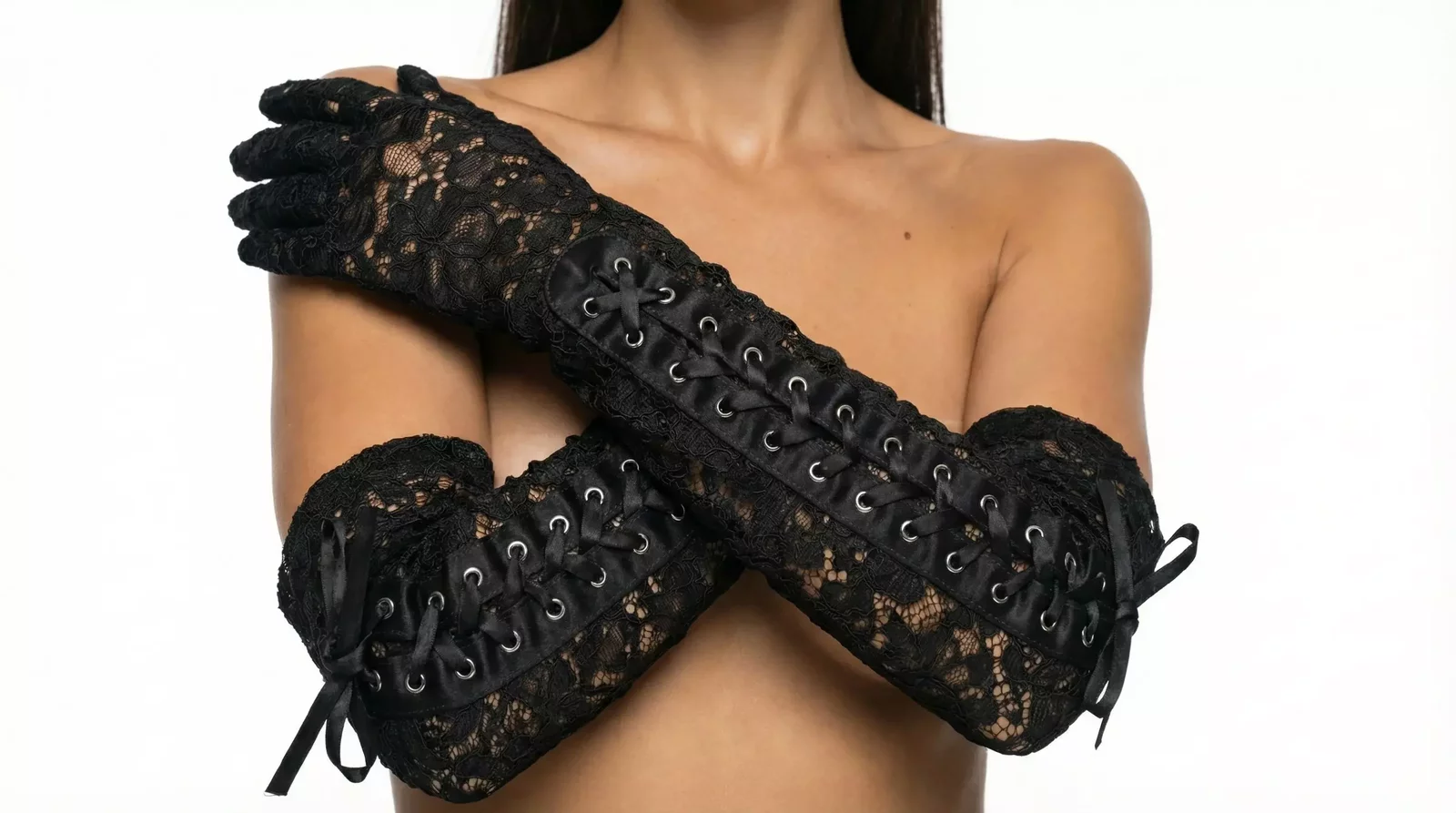 Lace Long Gloves ModelLace - Black / 7.5|S