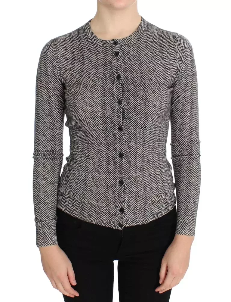 Dolce & Gabbana Women's Chevron Knit Cardigan - BlackWhite / 38 IT