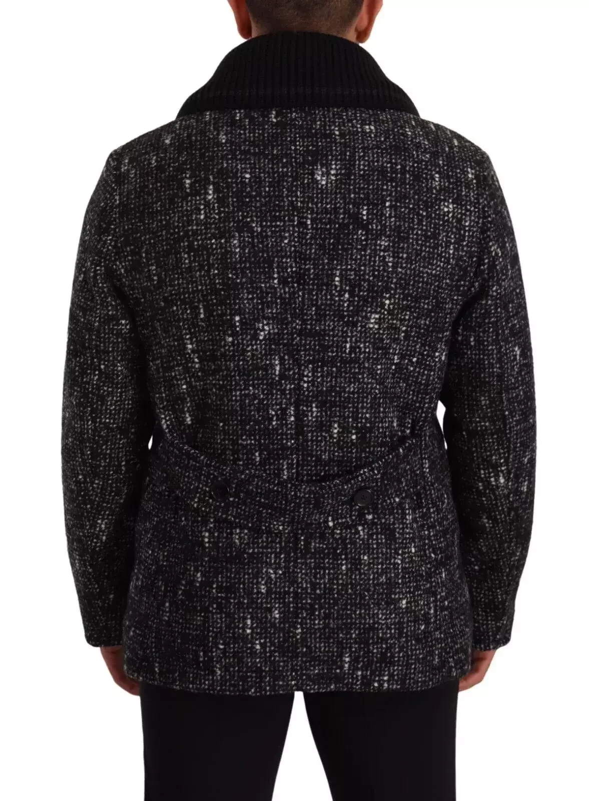 Double Breasted Peacoat BlackWhite Tweed - Black and Gray / IT48 | M