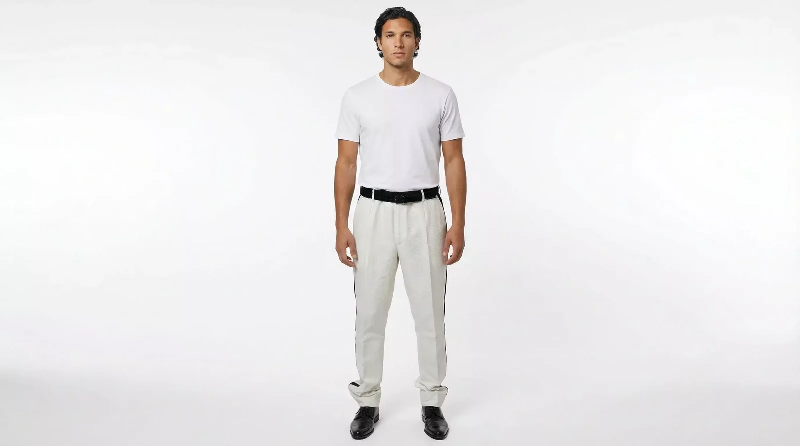 Slim Fit Trousers Side Stripe - White / IT54 | XL