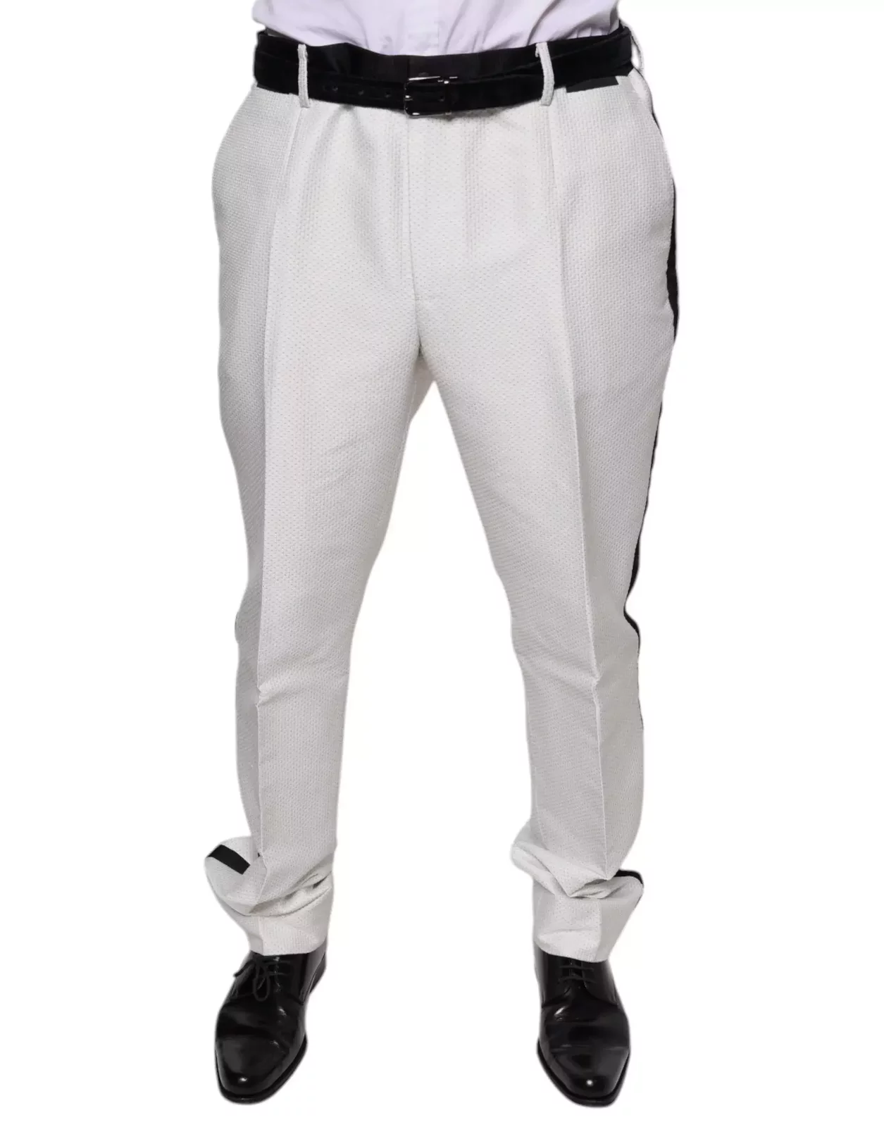 Slim Fit Trousers Side Stripe - White / IT54 | XL