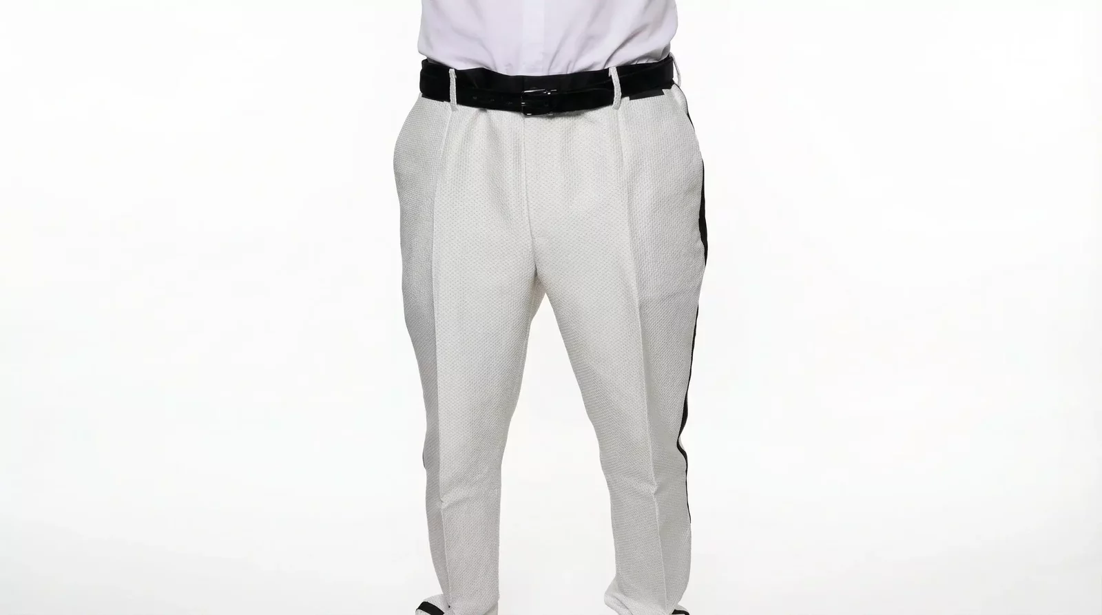 Slim Fit Trousers Side Stripe - White / IT54 | XL