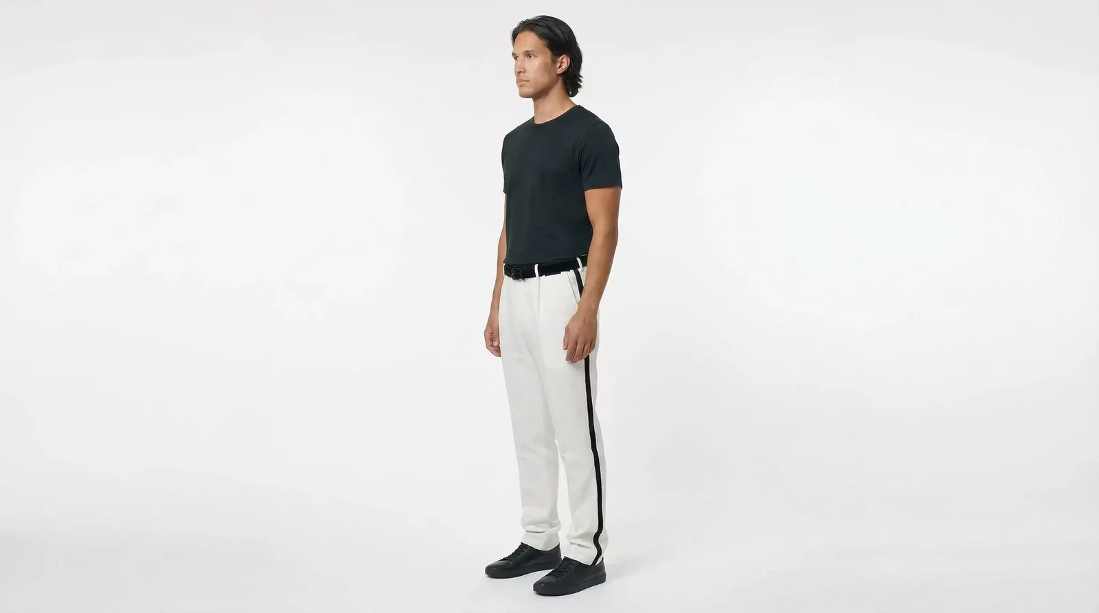 Slim Fit Trousers Side Stripe - White / IT54 | XL