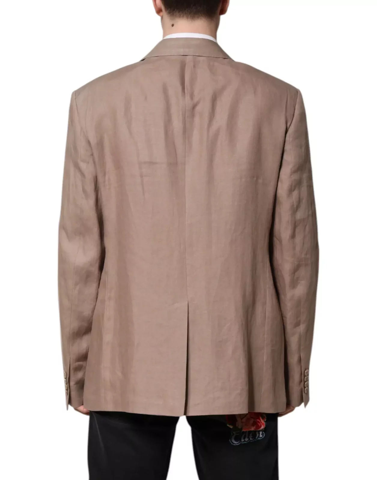 Linen Blazer Embroidered Logo - Brown / IT58 | 3XL