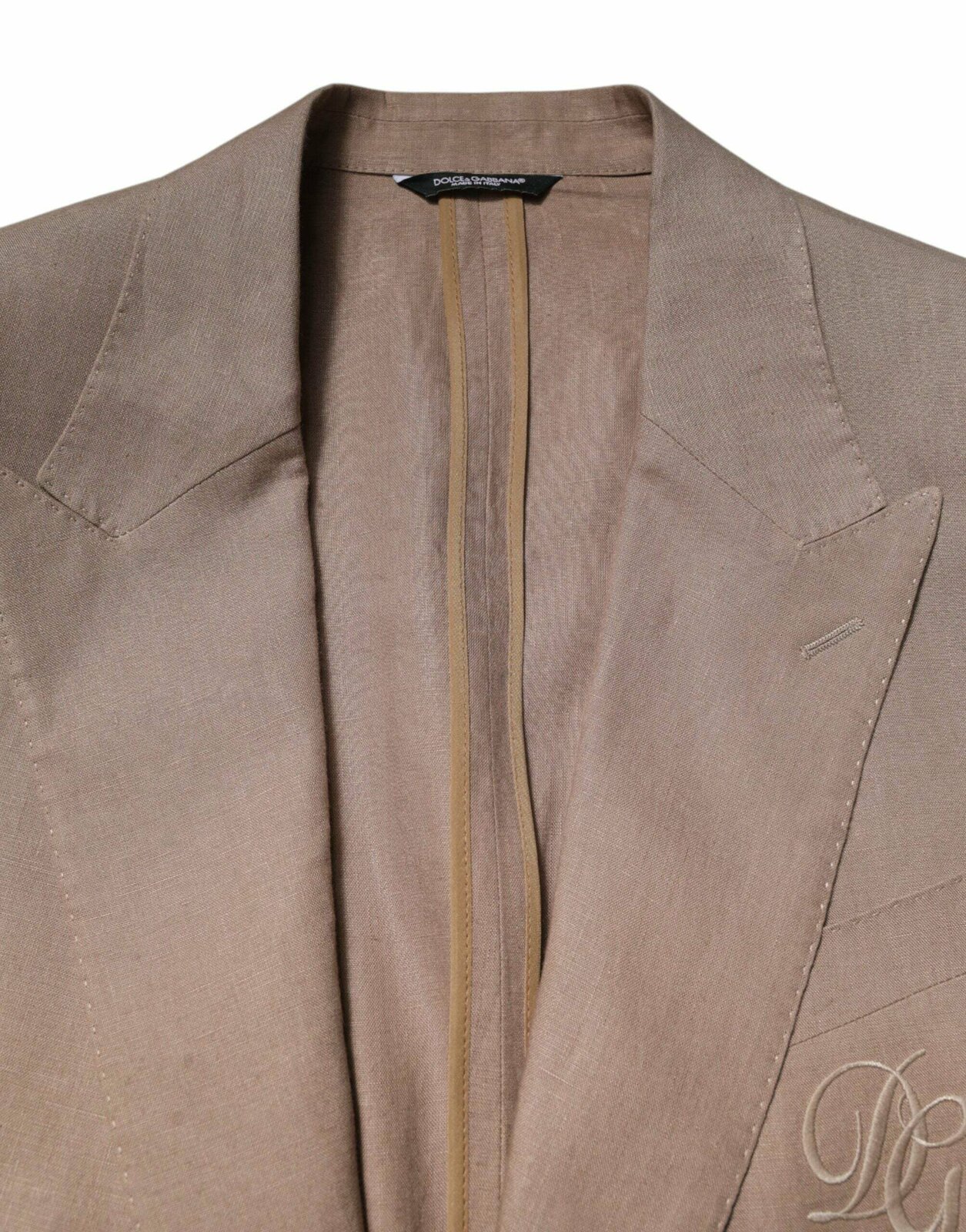Linen Blazer Embroidered Logo - Brown / IT58 | 3XL
