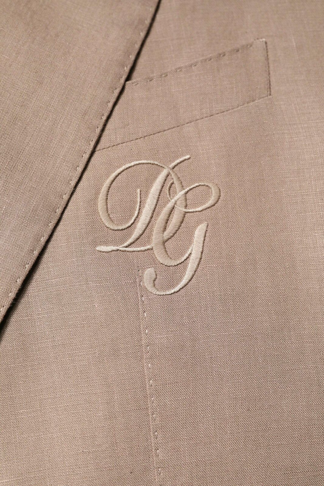 Linen Blazer Embroidered Logo - Brown / IT58 | 3XL