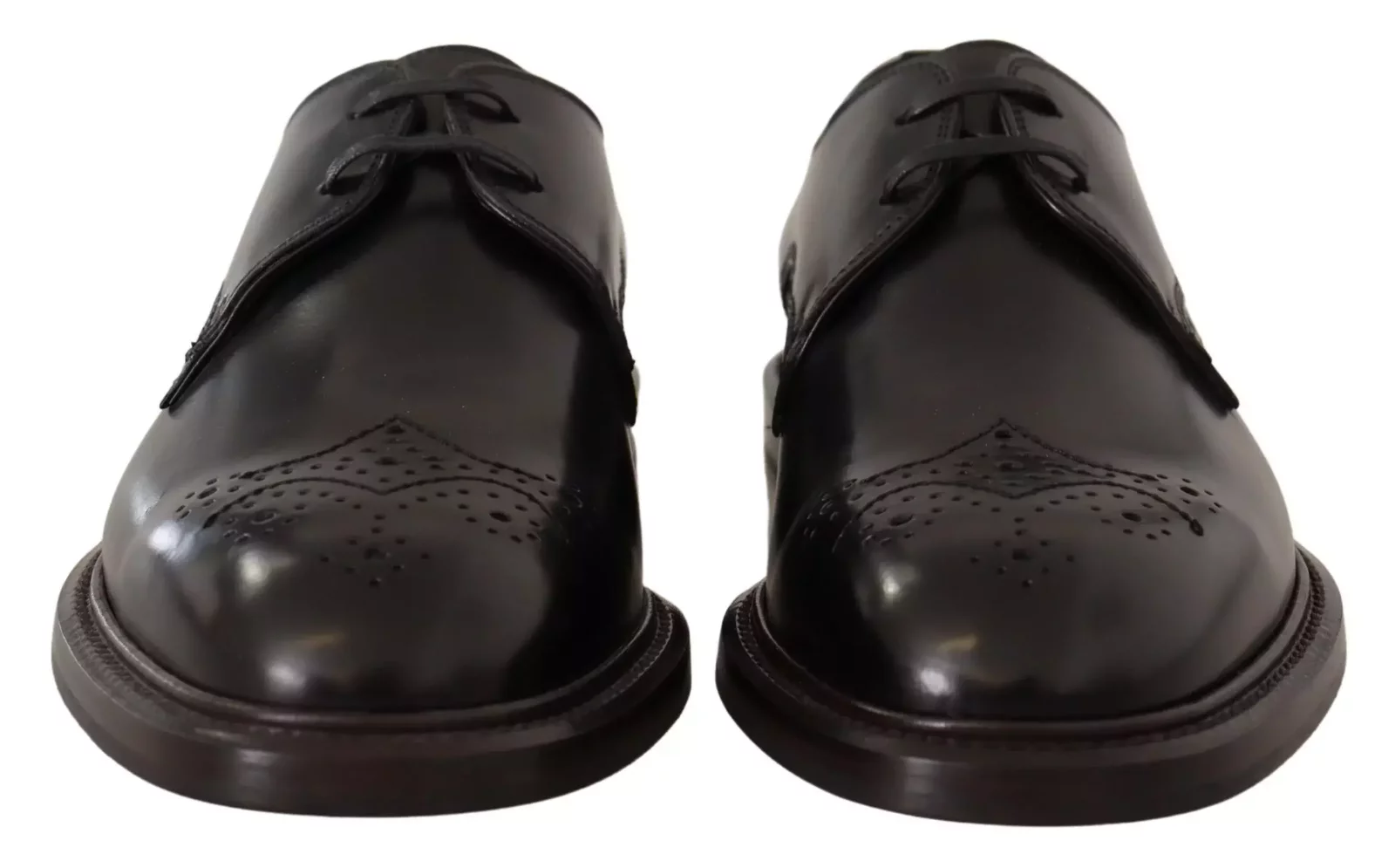 Leather Derby Brogue Oxfords - Black / EU39/US6