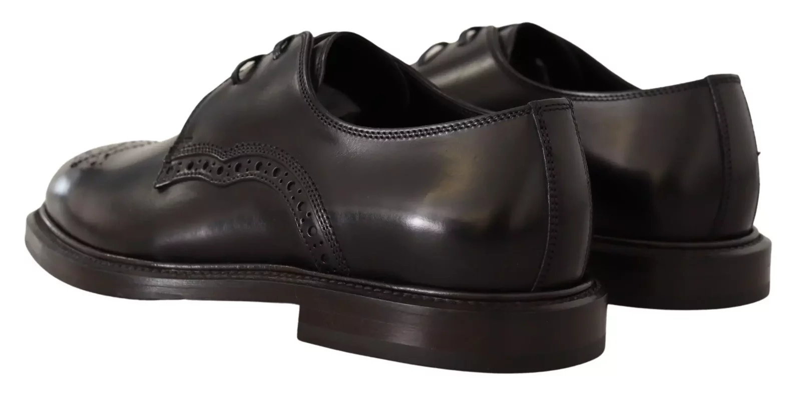 Leather Derby Brogue Oxfords - Black / EU39/US6