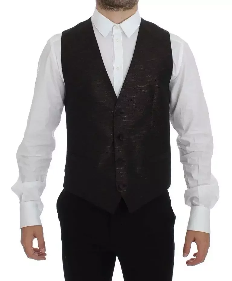 Black and Gold Vest Formal Style - Black / IT48 | M