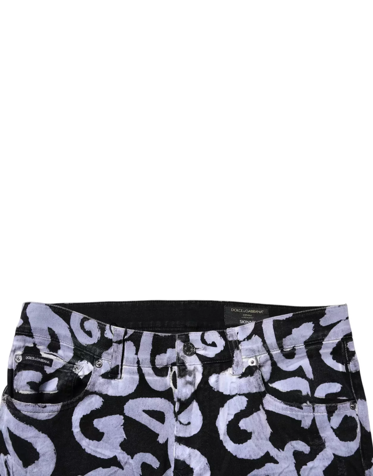 Skinny Graffiti Print Jeans - Black / IT48 | M