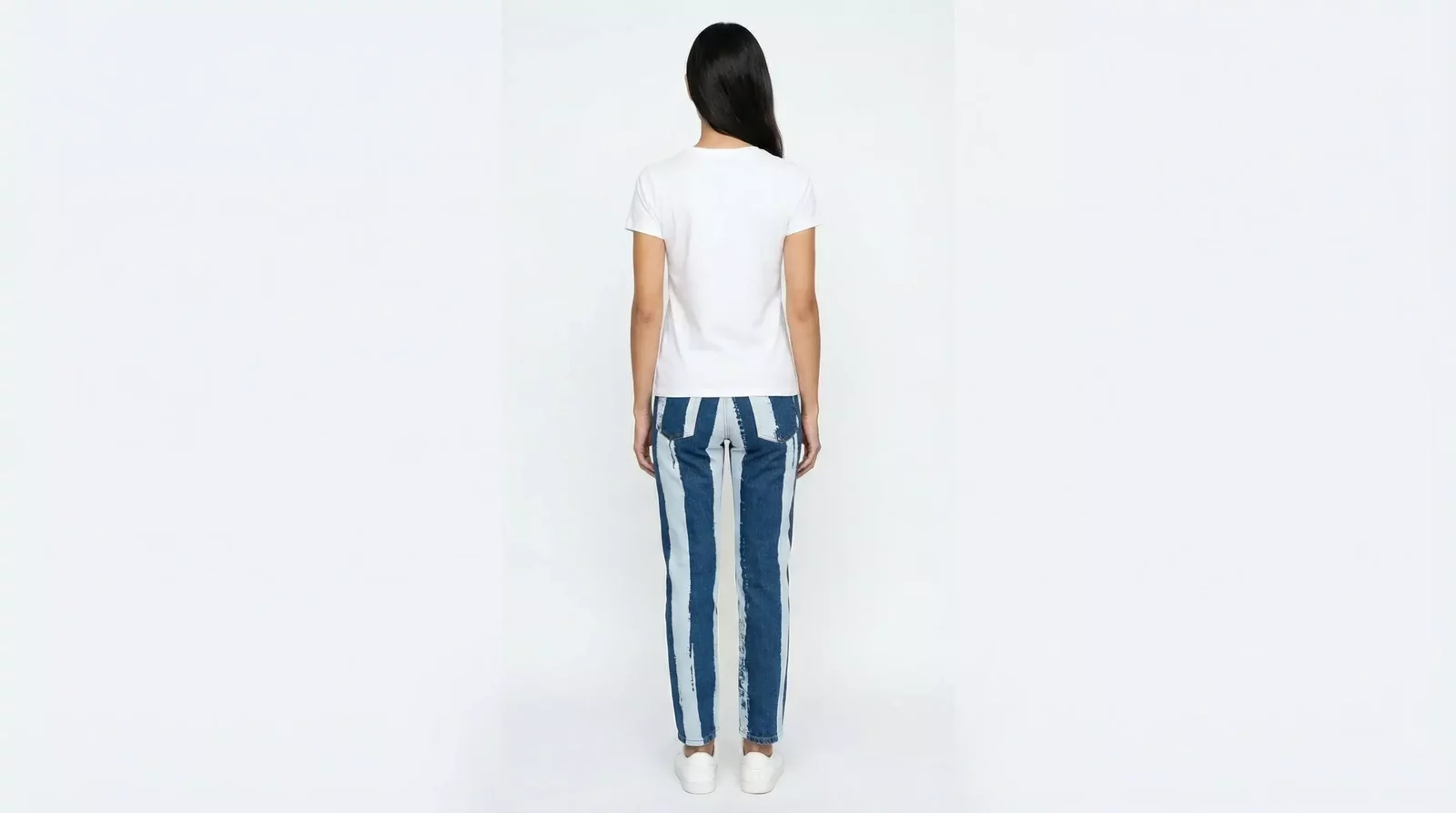 MidRise Skinny Jeans Vertical Paint Splatter - Blue / IT42|M