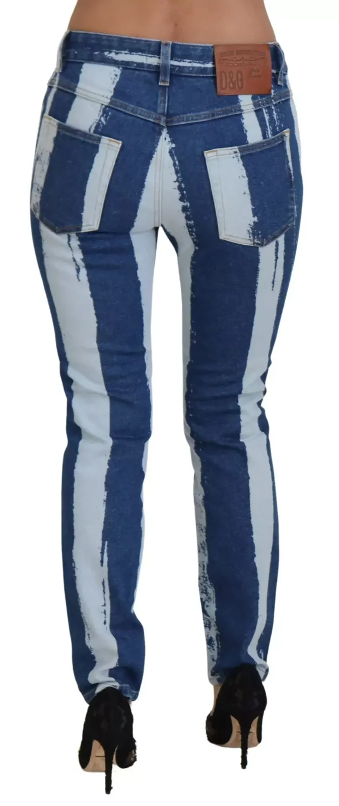 MidRise Skinny Jeans Vertical Paint Splatter - Blue / IT42|M