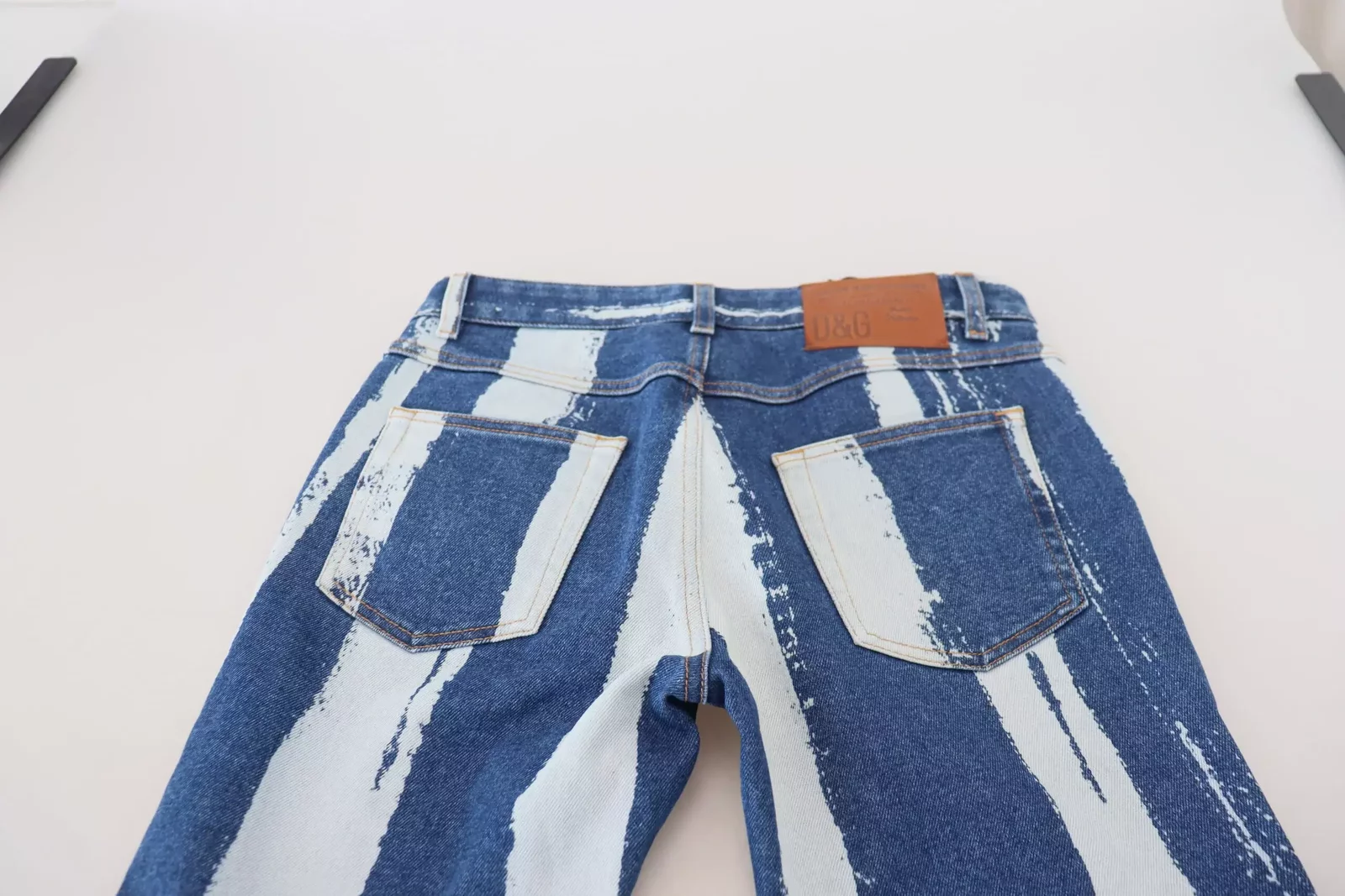 MidRise Skinny Jeans Vertical Paint Splatter - Blue / IT42|M