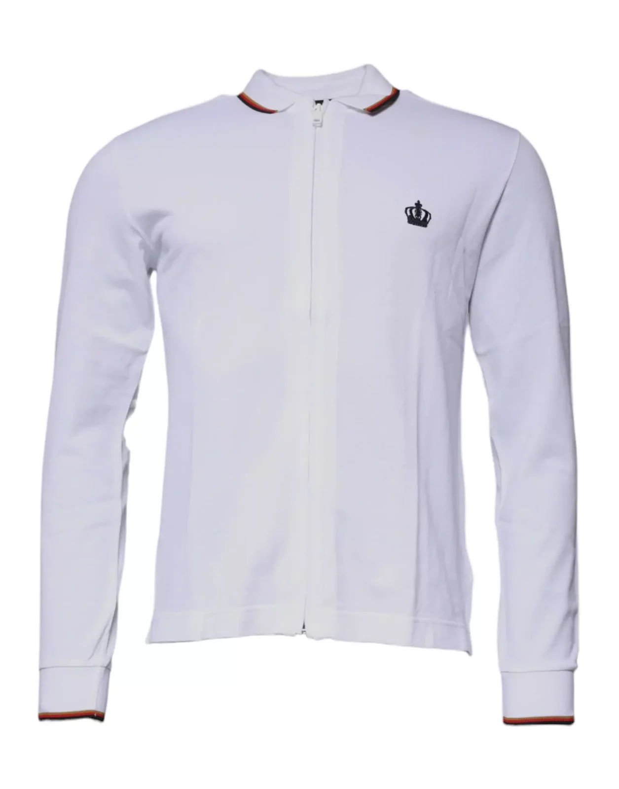 Long Sleeve Zip Polo Shirt Crown Detail - White / IT44 | XS