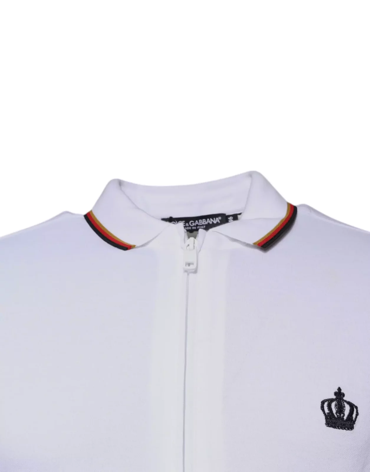 Long Sleeve Zip Polo Shirt Crown Detail - White / IT44 | XS