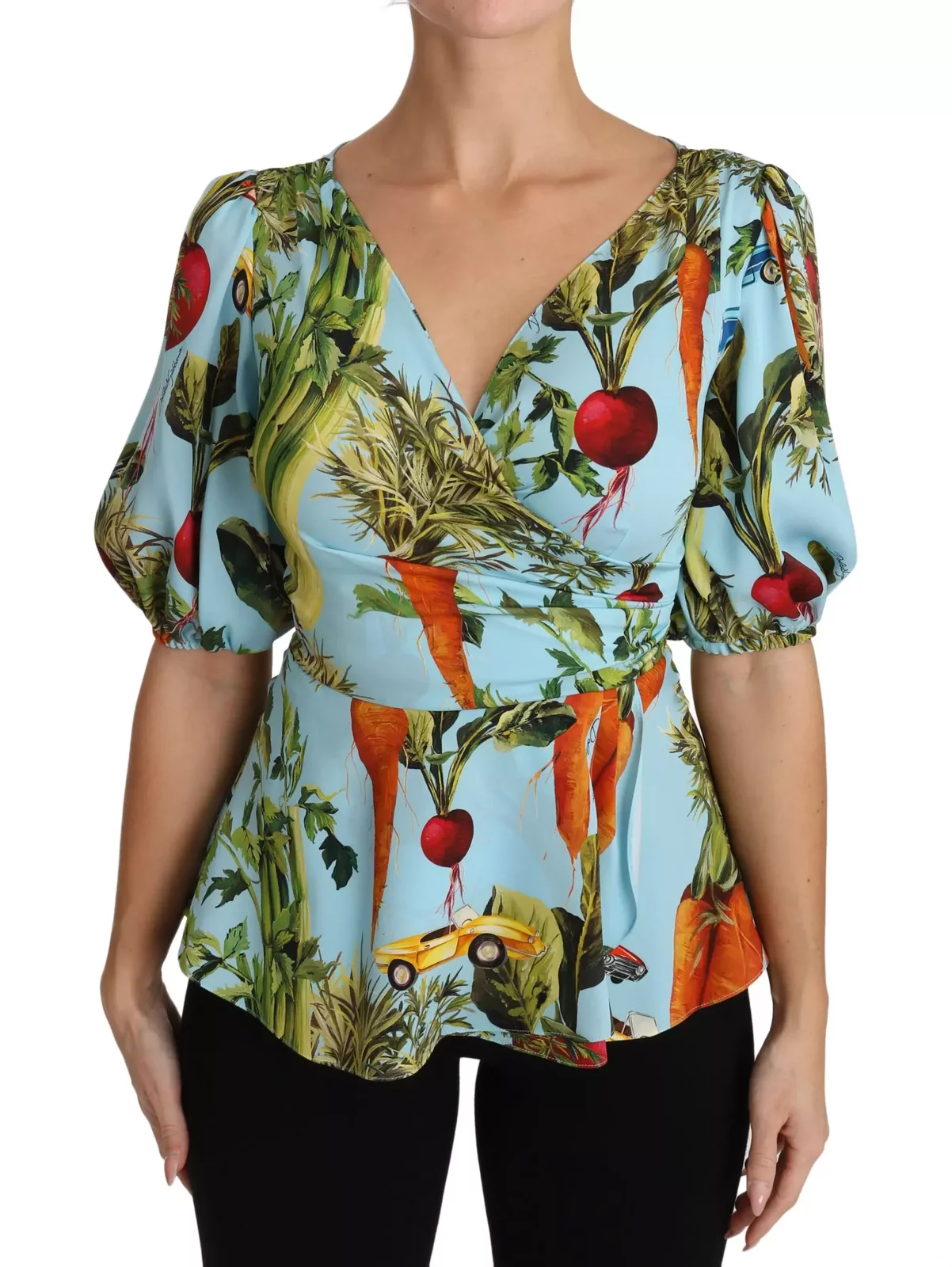 Dolce  Gabbana Vegetable Print Silk Top TSH3126 - Multicolor / IT36 | XS