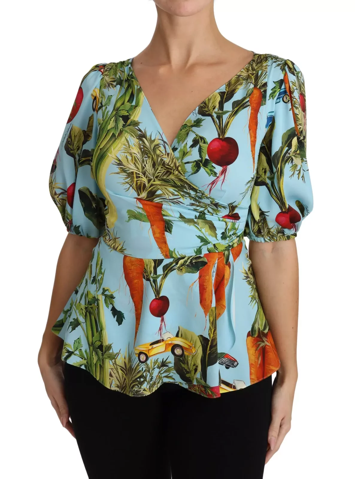 Dolce  Gabbana Vegetable Print Silk Top TSH3126 - Multicolor / IT36 | XS