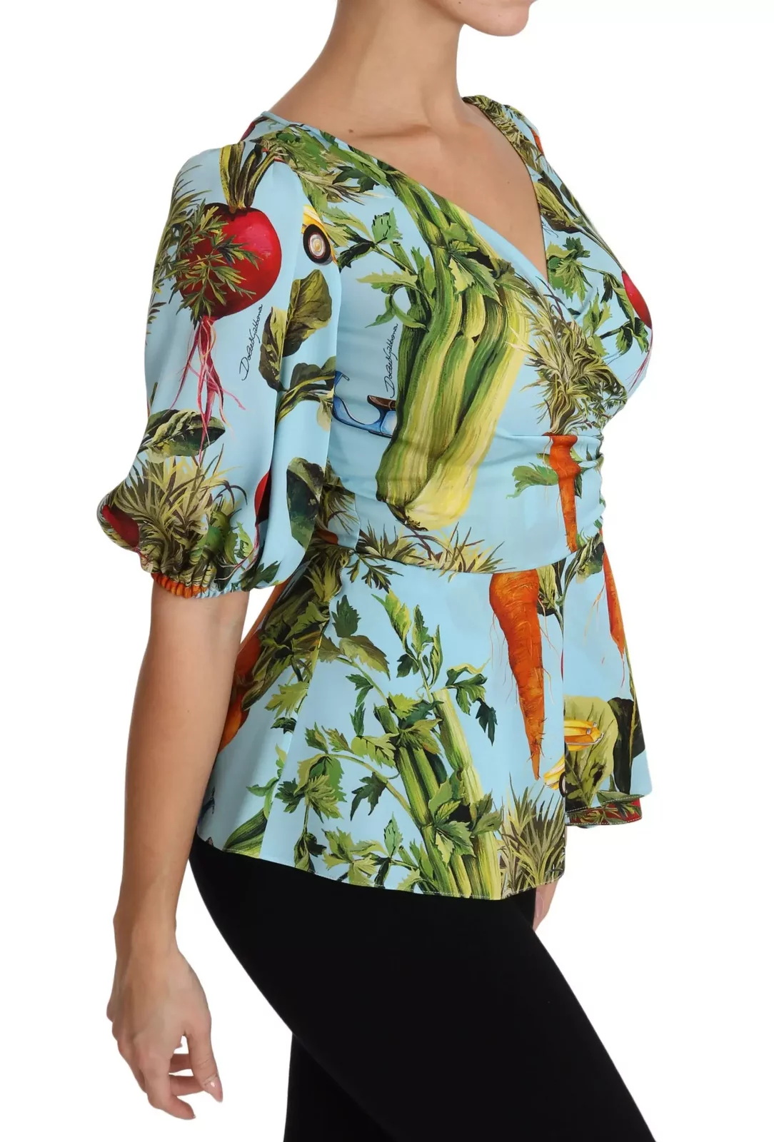 Dolce  Gabbana Vegetable Print Silk Top TSH3126 - Multicolor / IT36 | XS