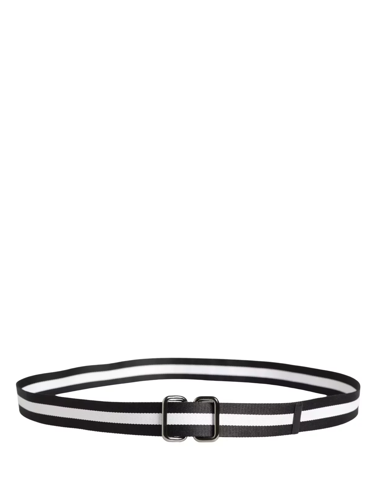 Nylon Logo Metal Buckle Belt - Black and White / 100 cm / 40 Inches