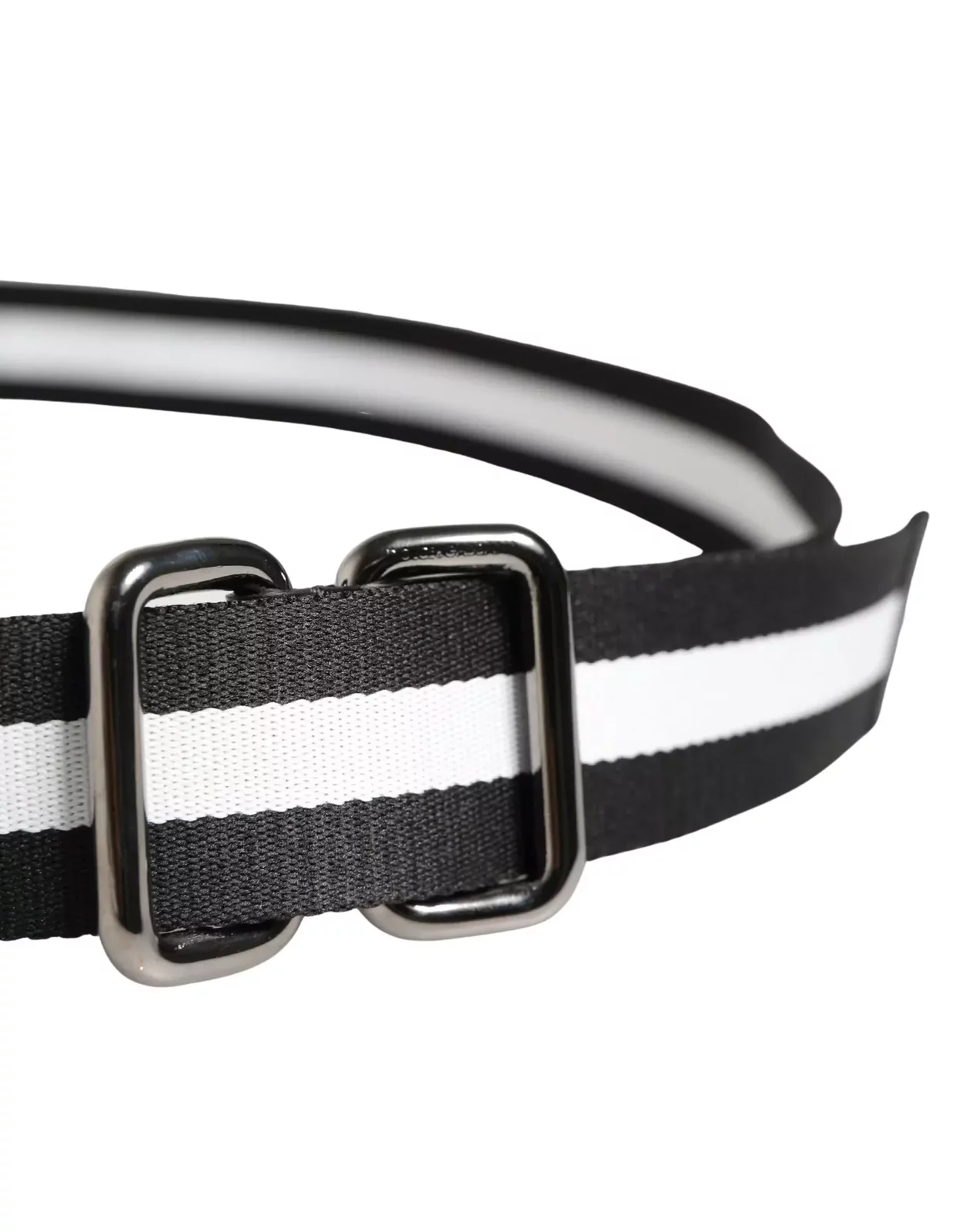 Nylon Logo Metal Buckle Belt - Black and White / 100 cm / 40 Inches