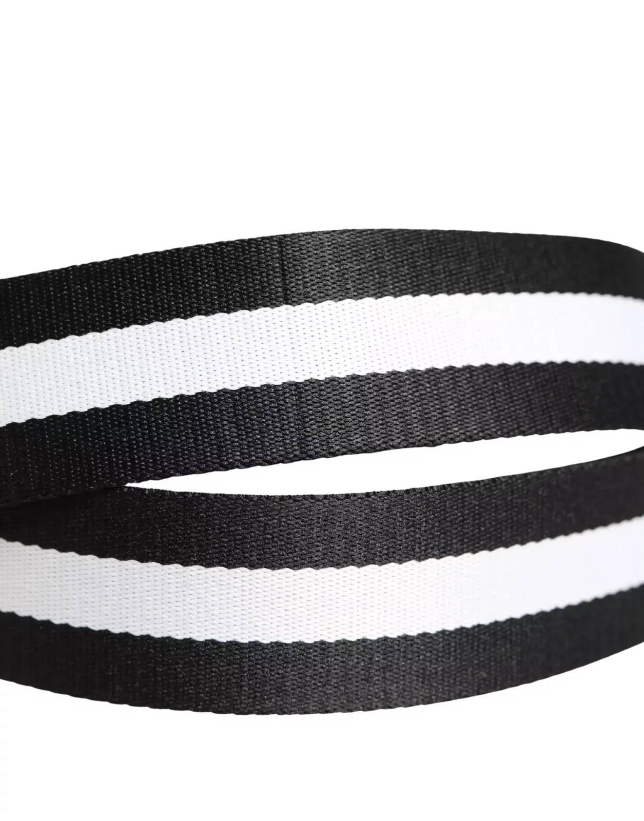 Nylon Logo Metal Buckle Belt - Black and White / 100 cm / 40 Inches