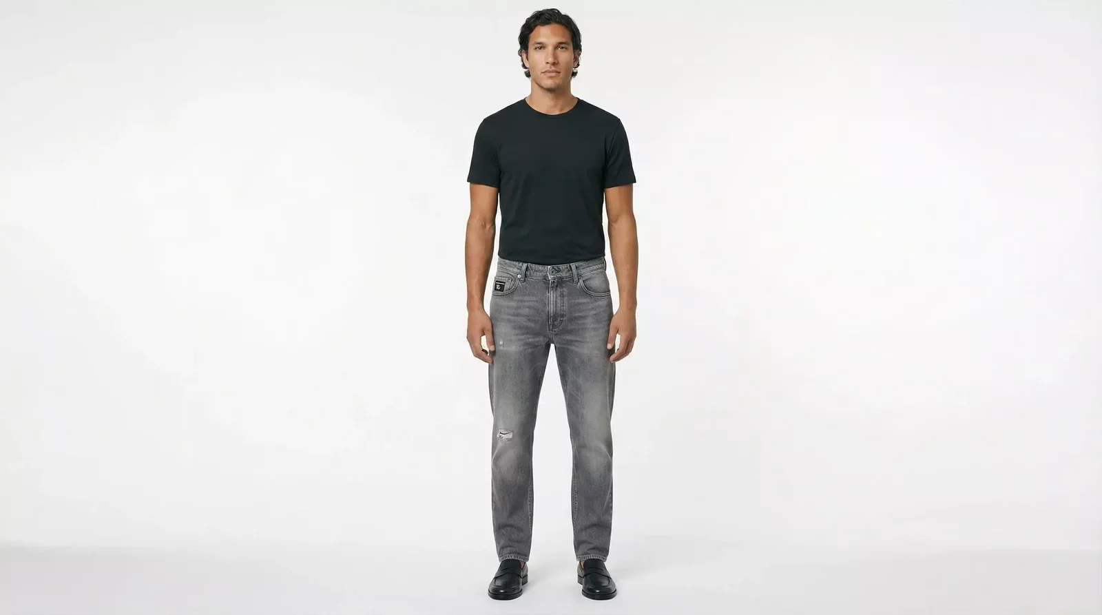 Slim Fit Distressed Jeans - Gray / IT44 | XS