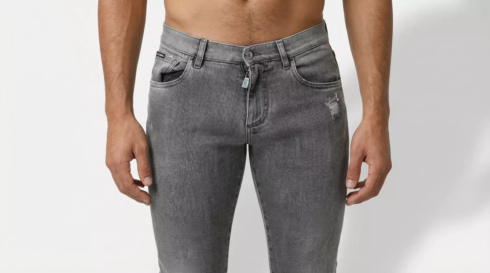 Slim Fit Distressed Jeans - Gray / IT44 | XS