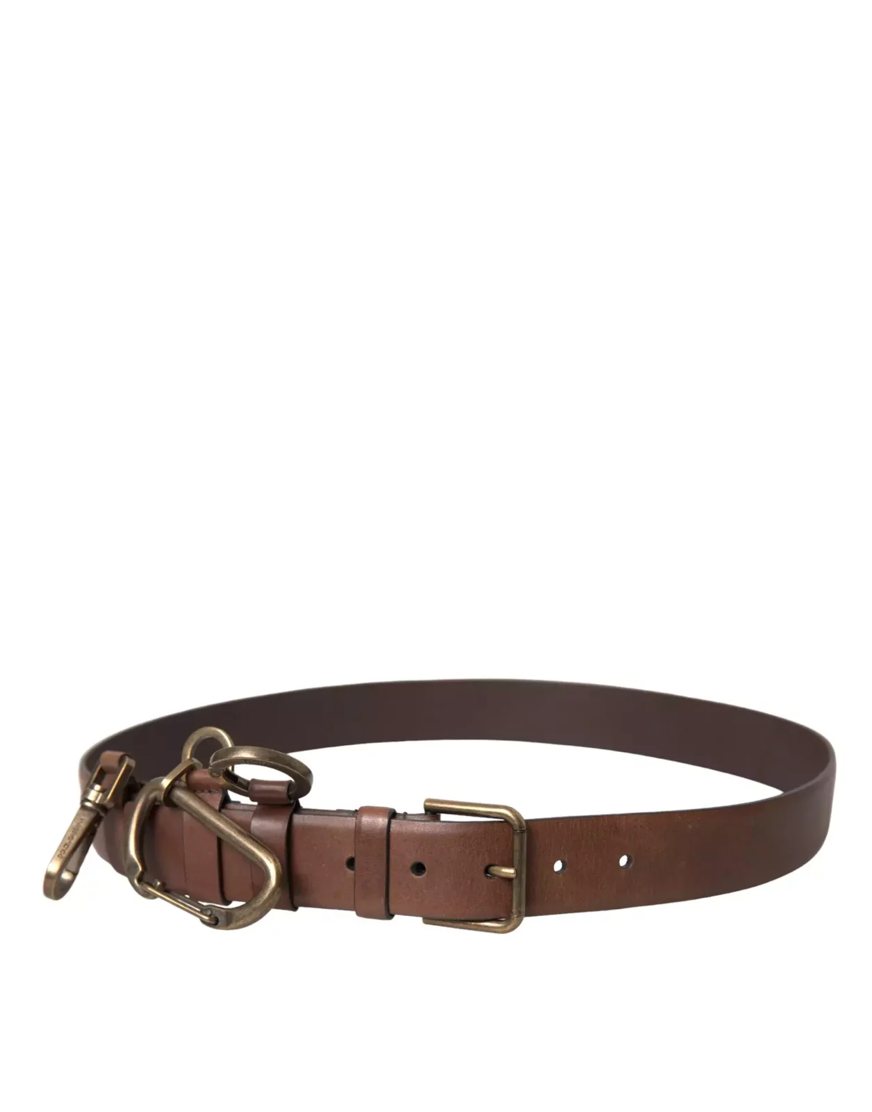 Leather Belt with Metal Detail - Brown / 90 cm / 36 Inches