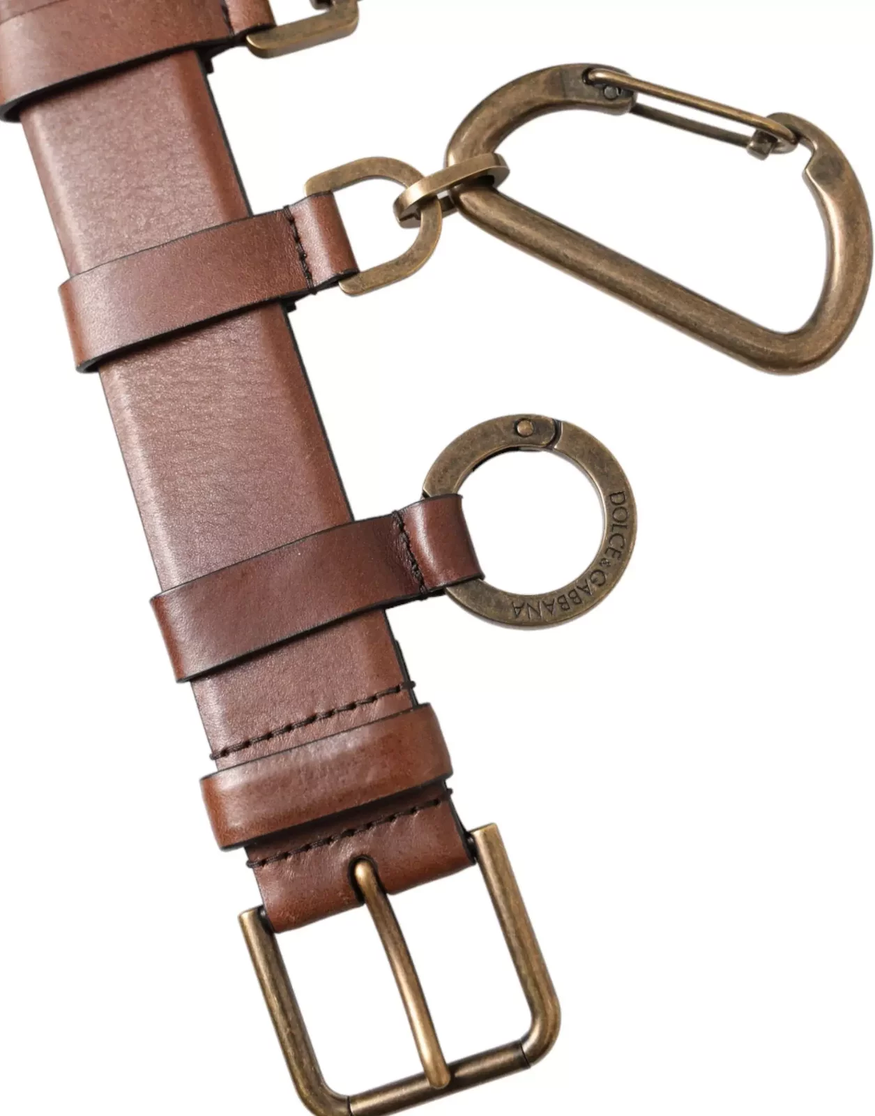 Leather Belt with Metal Detail - Brown / 90 cm / 36 Inches