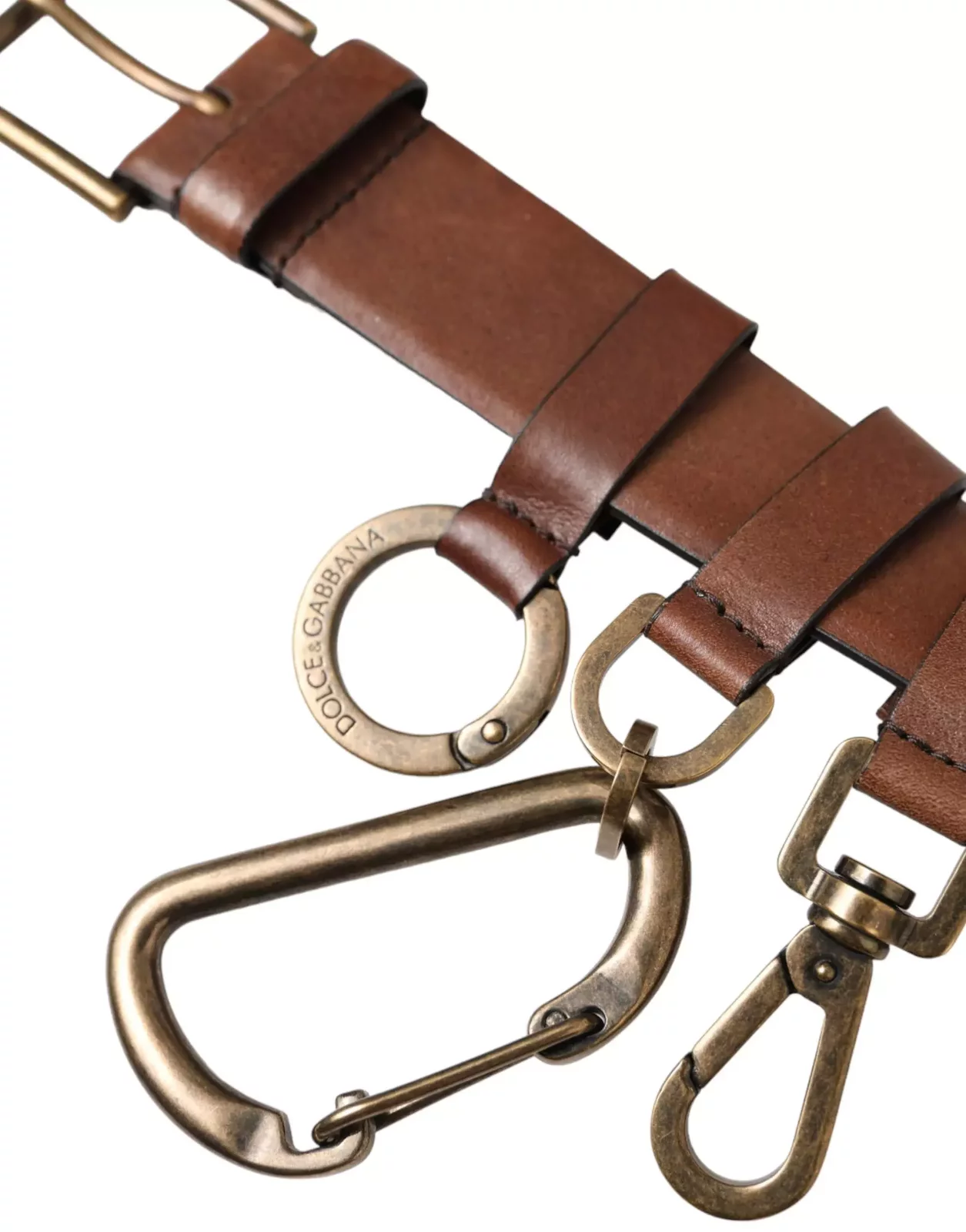 Leather Belt with Metal Detail - Brown / 90 cm / 36 Inches