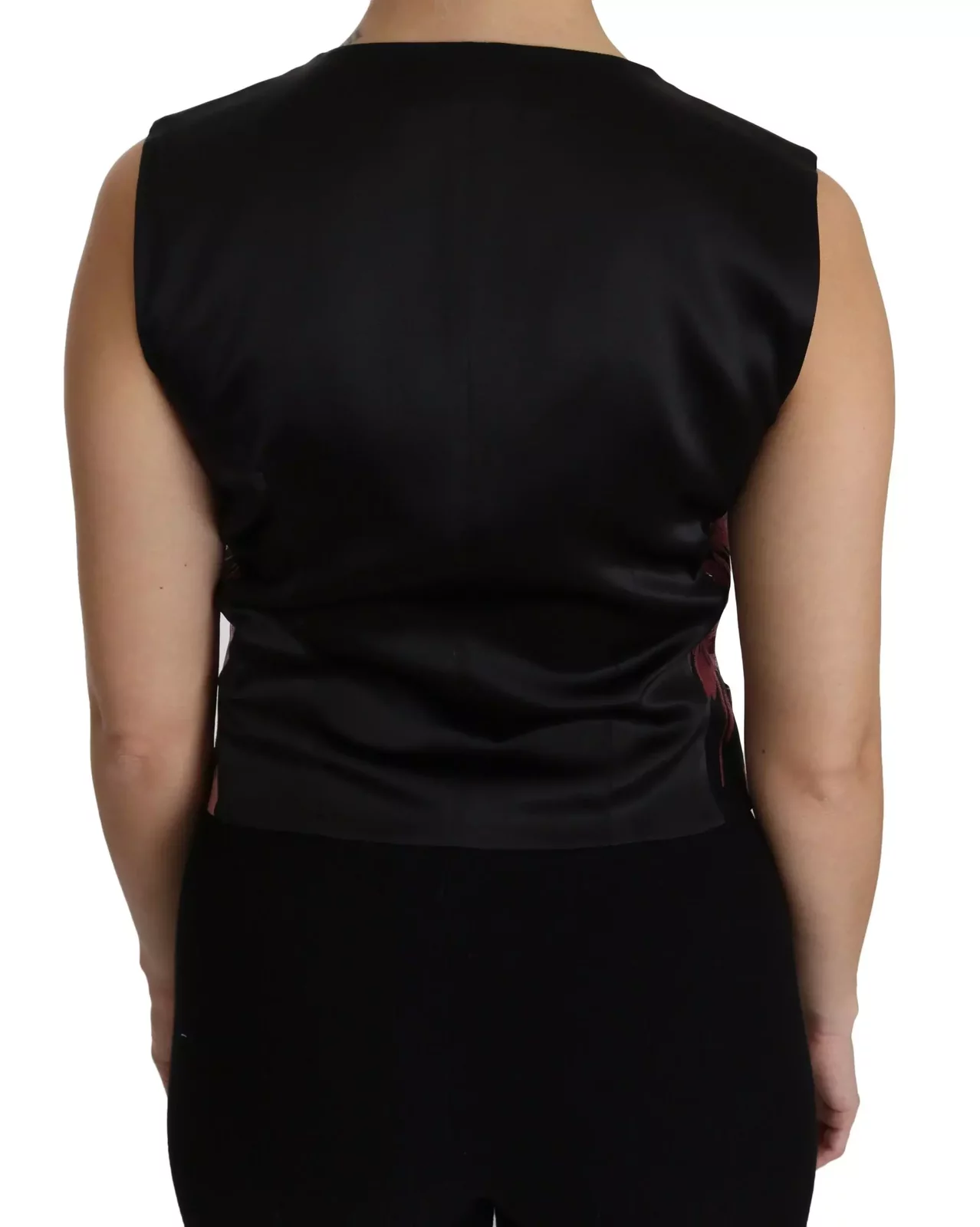 Floral Brocade Vest TSH4286 - Black / IT38|XS