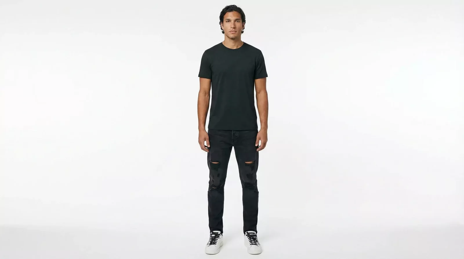 Ripped Slim Fit Jeans - Black / IT48 | M