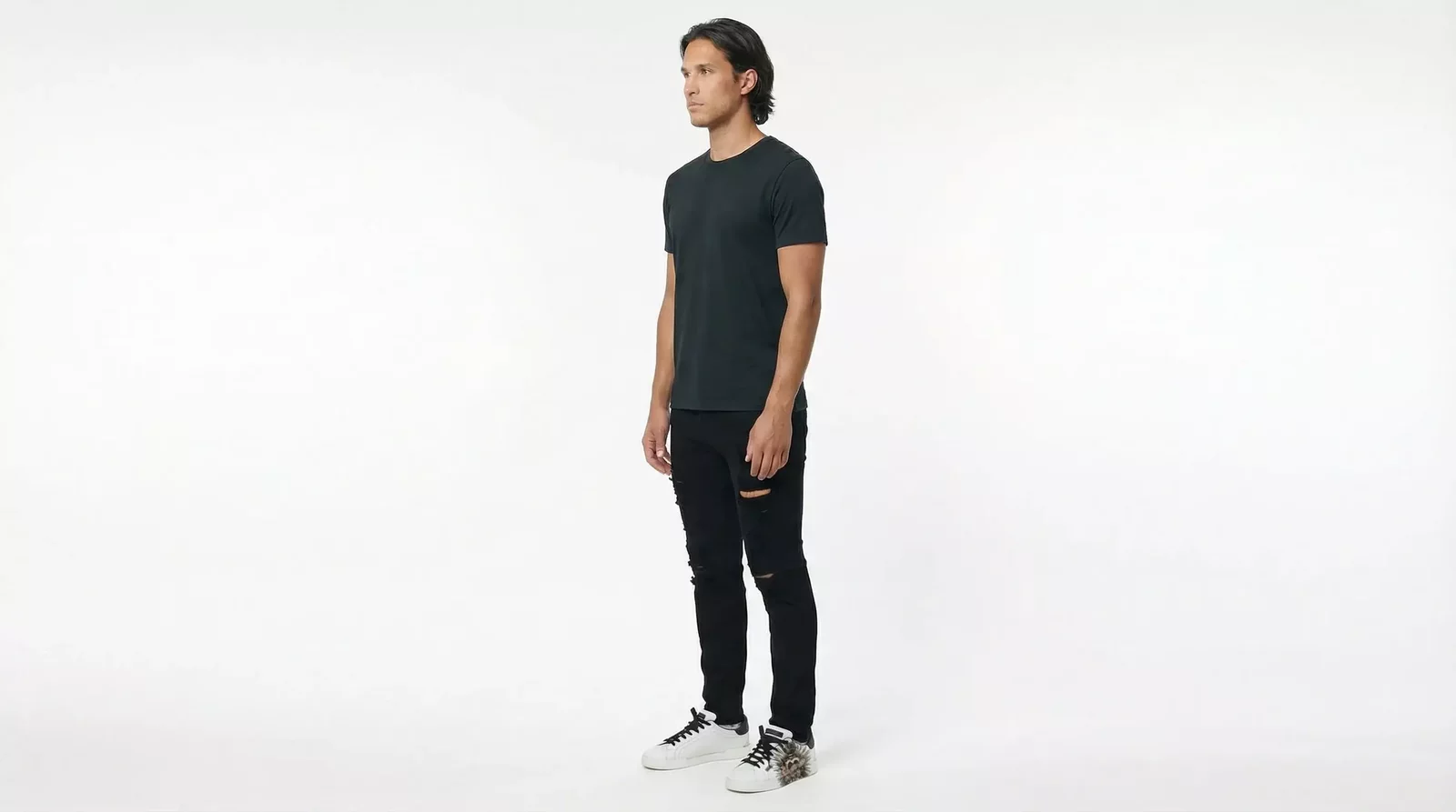Ripped Slim Fit Jeans - Black / IT48 | M