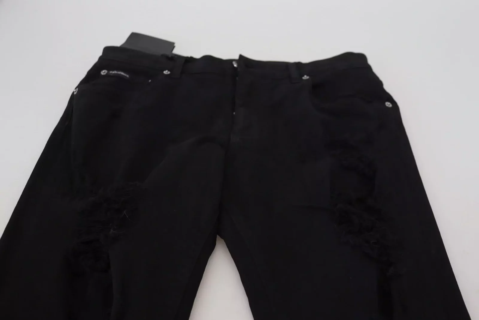 Ripped Slim Fit Jeans - Black / IT48 | M