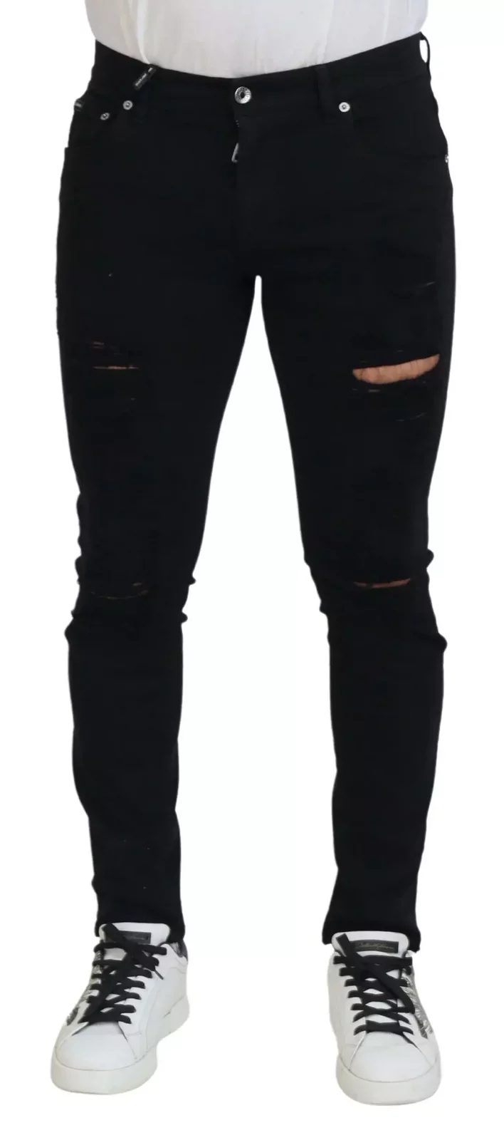 Ripped Slim Fit Jeans - Black / IT48 | M