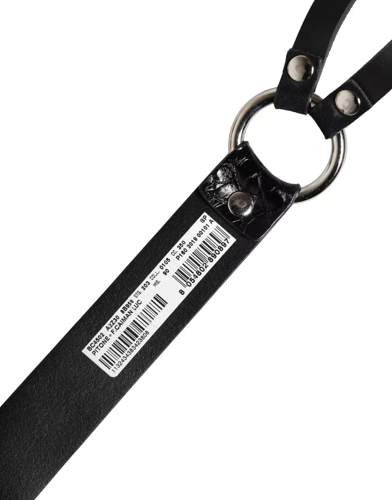 Exotic Leather Belt with Silver Metal Buckle - Black / 90 cm / 36 Inches