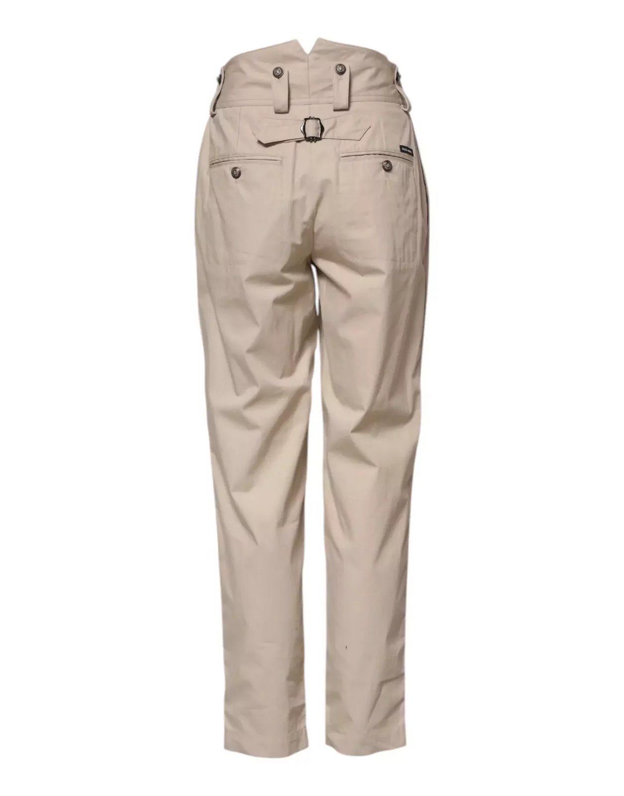 High Waisted Cotton Tapered Pants - Beige / IT36|XXS