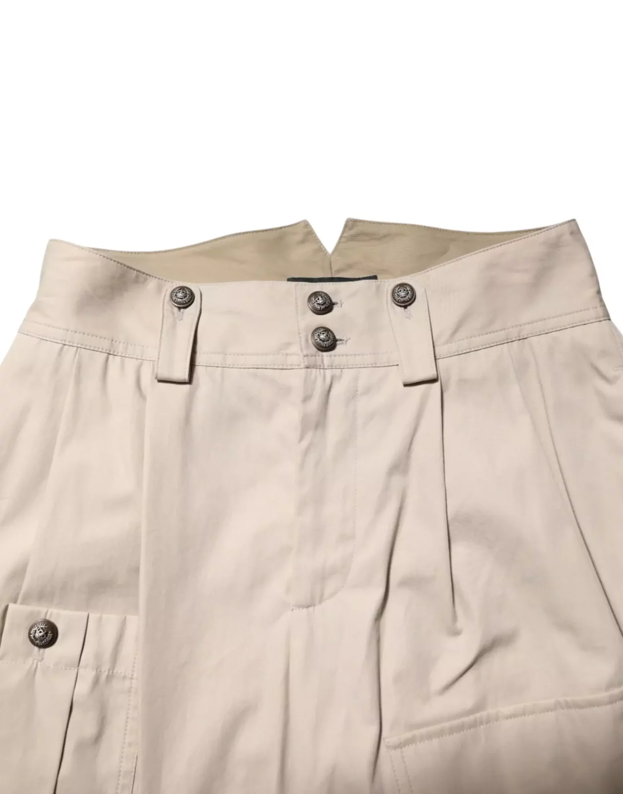 High Waisted Cotton Tapered Pants - Beige / IT36|XXS