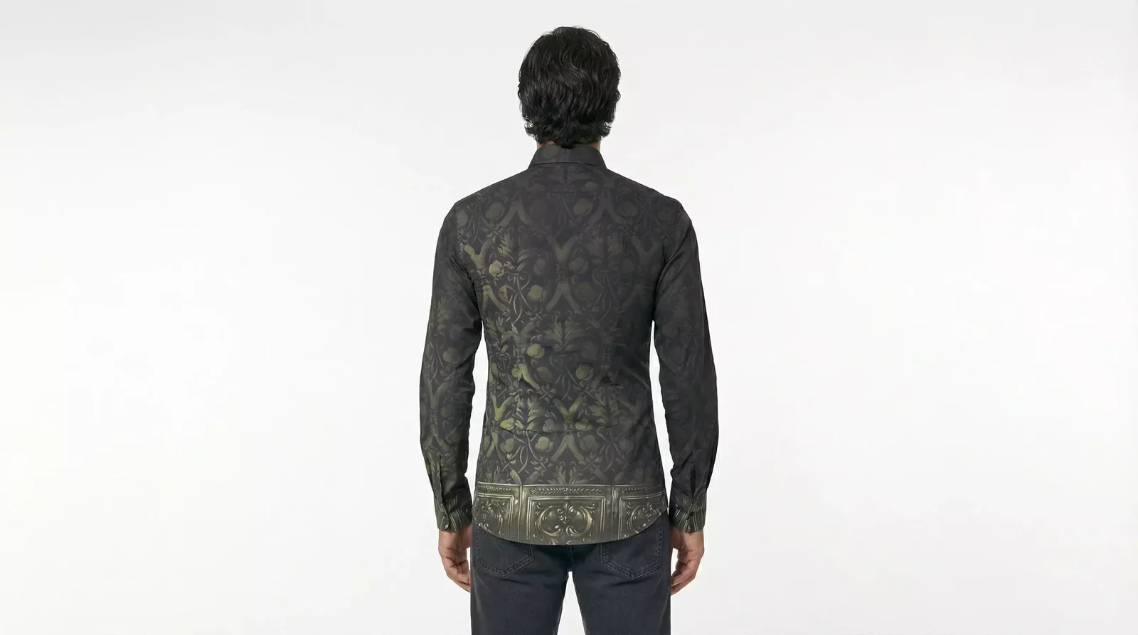 Lion Print Dress Shirt - Black / IT37 | XS