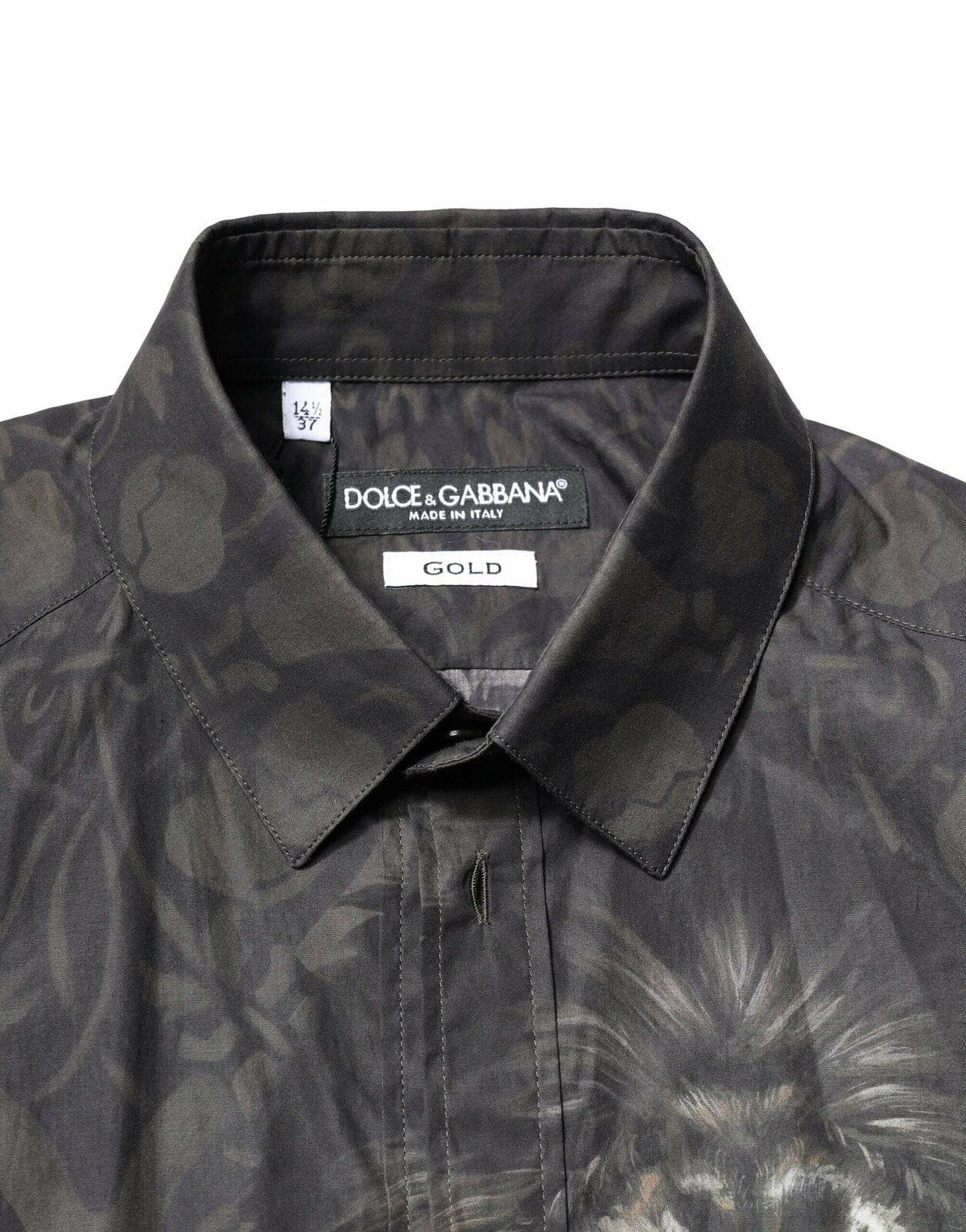 Lion Print Dress Shirt - Black / IT37 | XS
