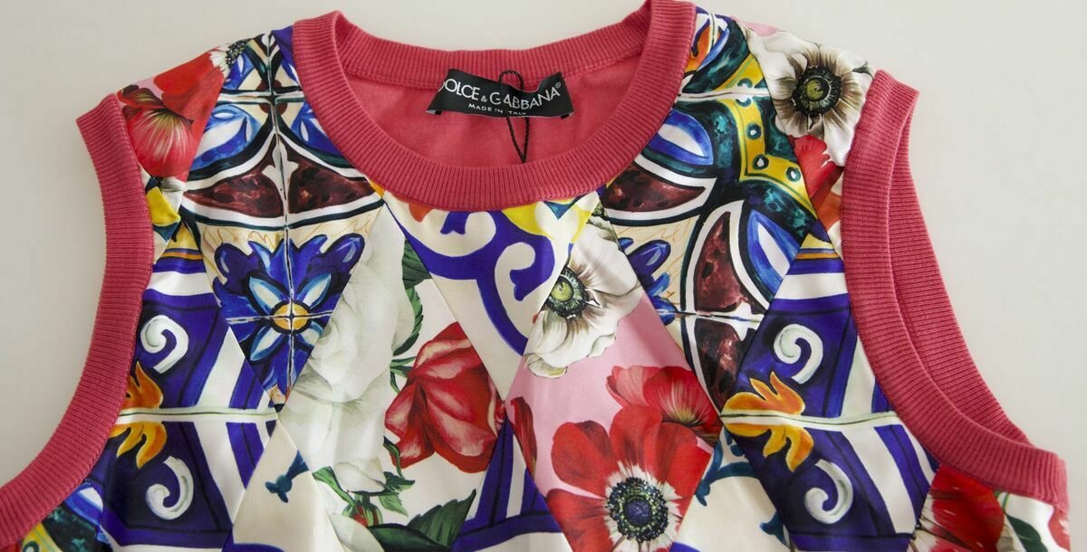 Floral Quilted Sleeveless Top - Multicolor / IT36|XXS