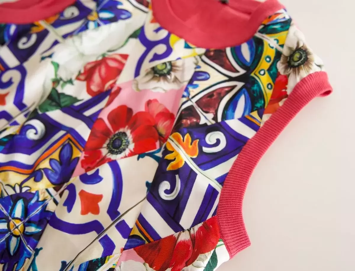Floral Quilted Sleeveless Top - Multicolor / IT36|XXS