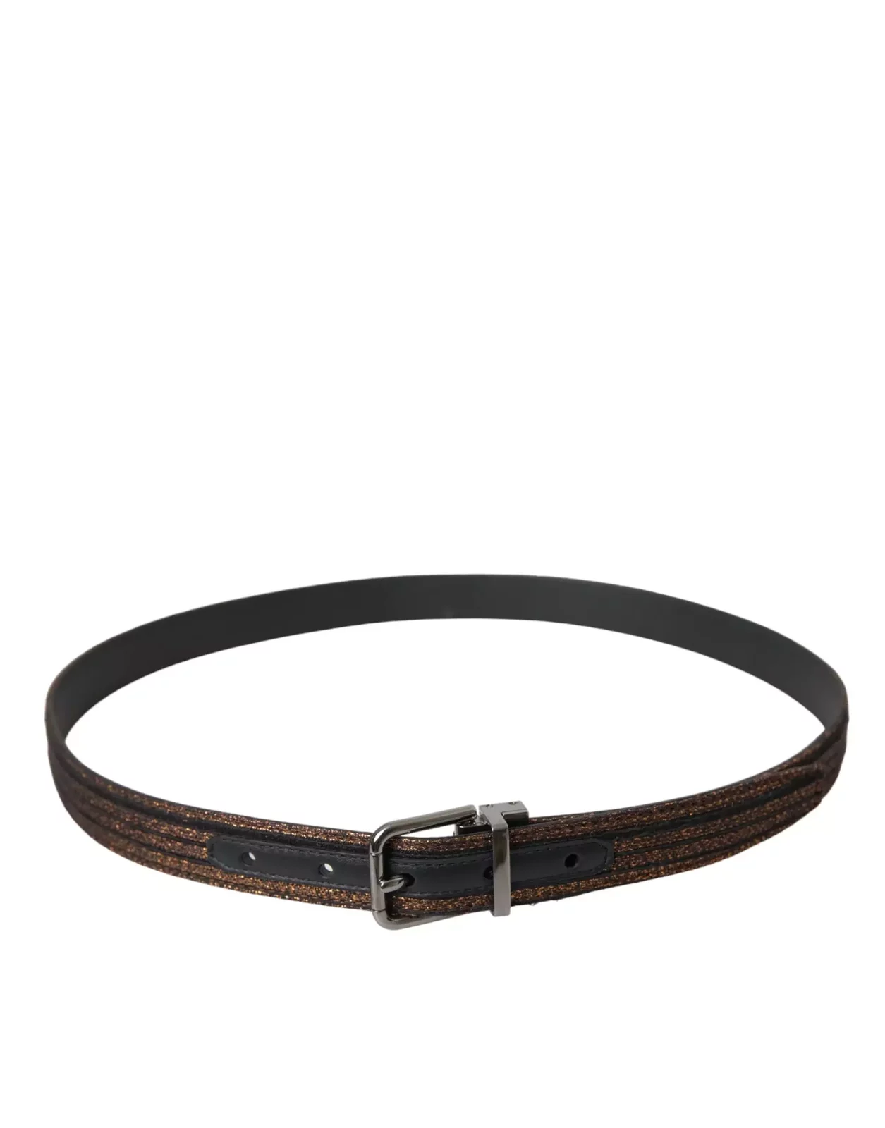 Metallic Leather Belt Brown - Gold / 90 cm / 36 Inches