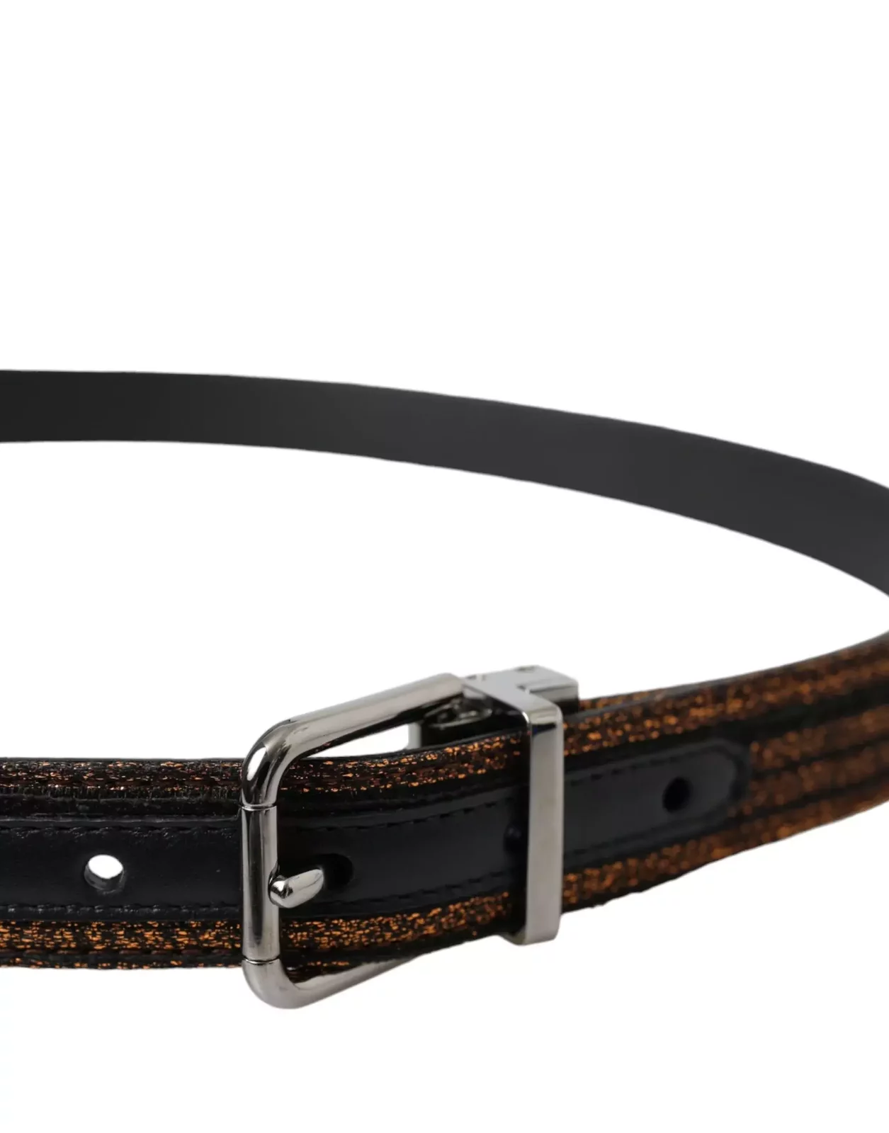 Metallic Leather Belt Brown - Gold / 90 cm / 36 Inches