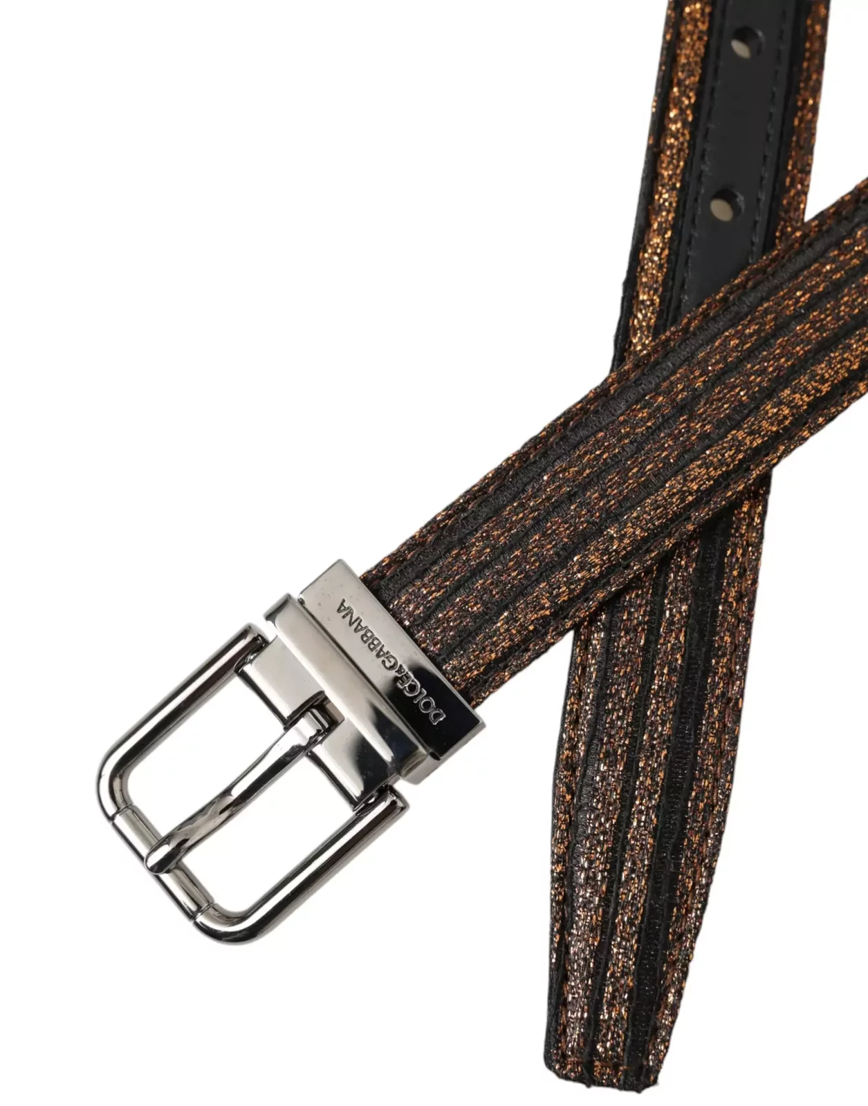 Metallic Leather Belt Brown - Gold / 90 cm / 36 Inches