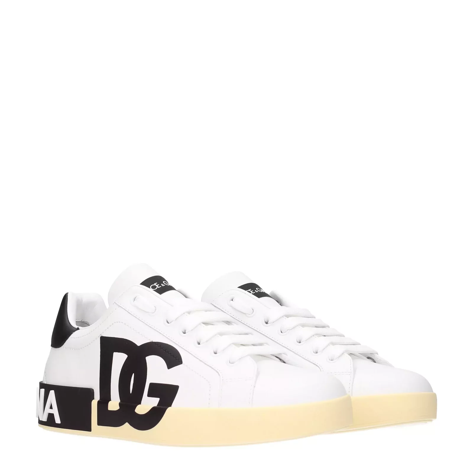 Leather Sneakers with Front Side and Back Logo - White / EU40/US7