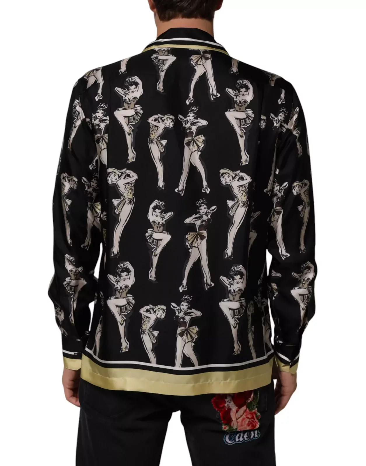 Silk Pin Up Printed Button Down Shirt - Black / IT38 | XS