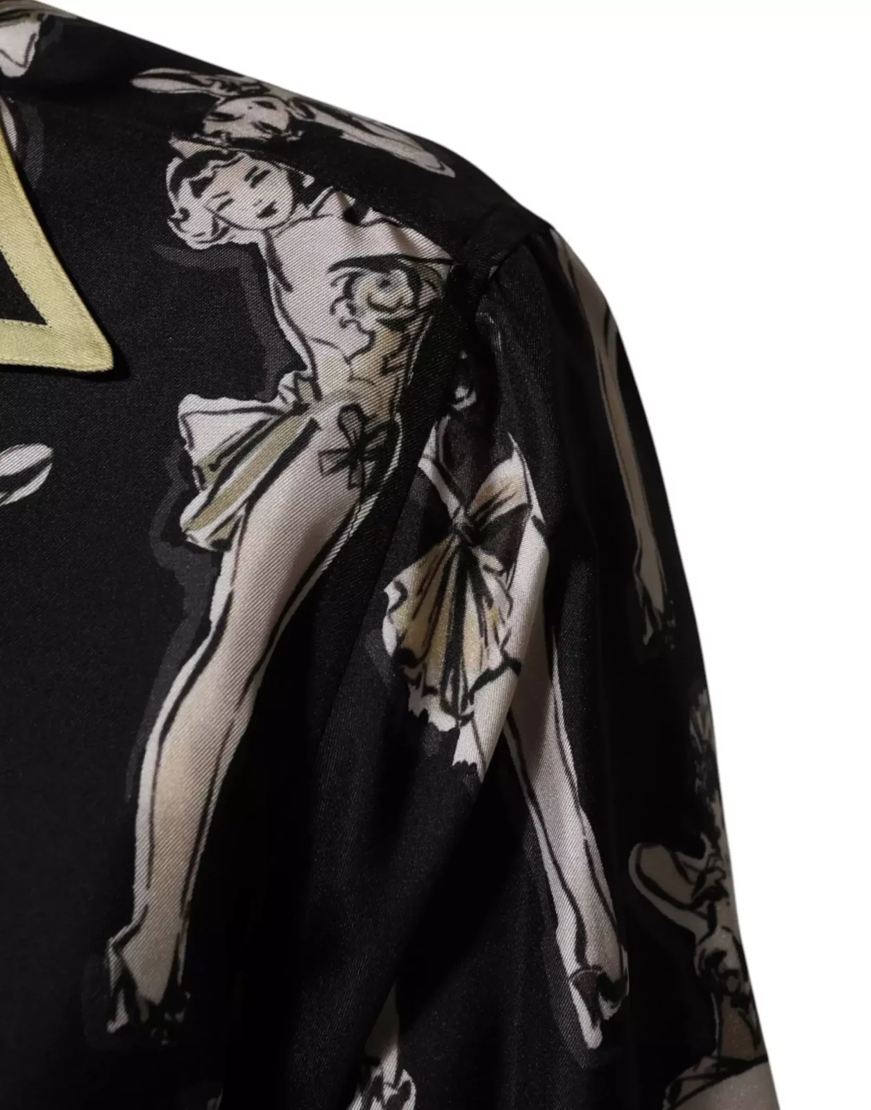 Silk Pin Up Printed Button Down Shirt - Black / IT38 | XS