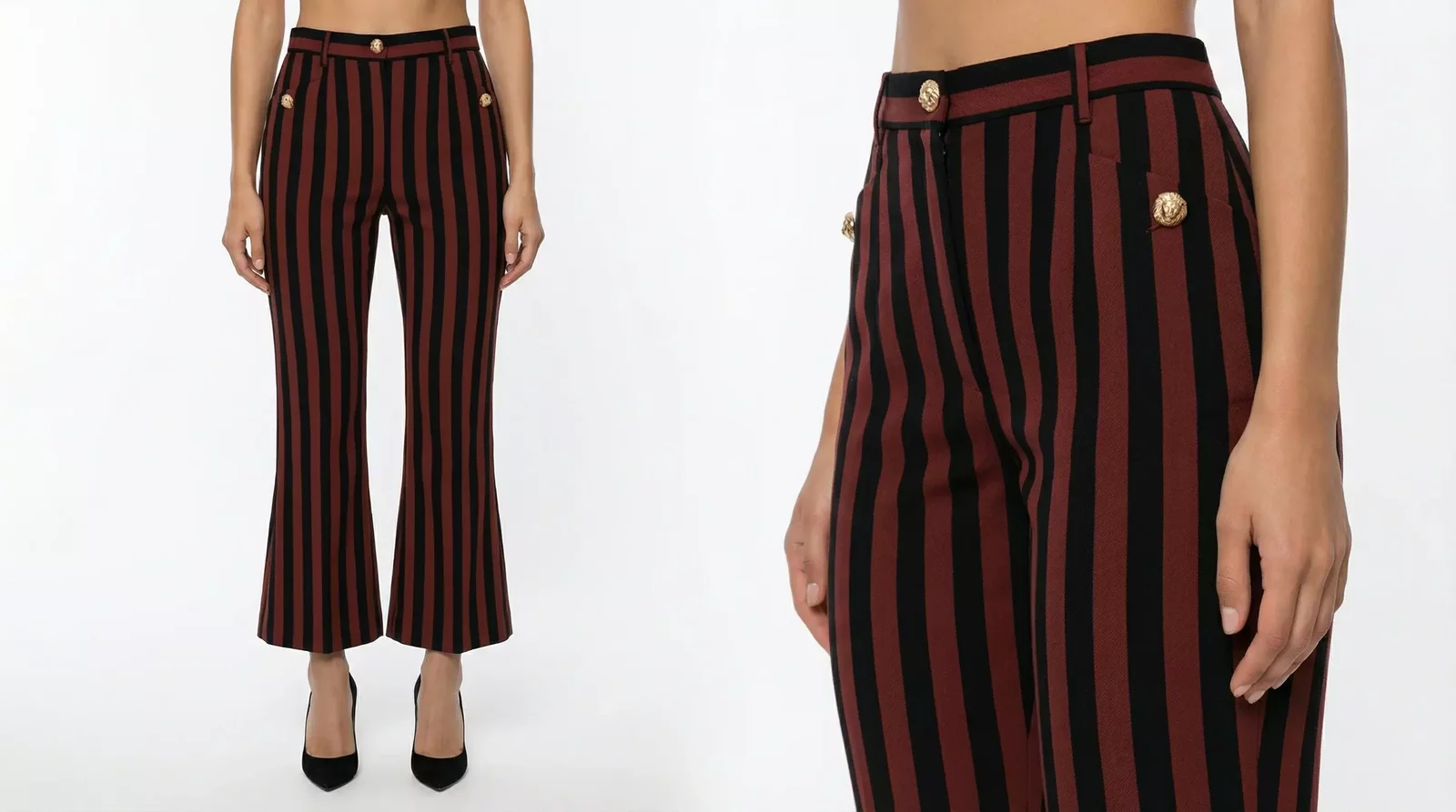Vertical Stripe Flare Trousers Model PAN70042FBB - Black / IT44|L