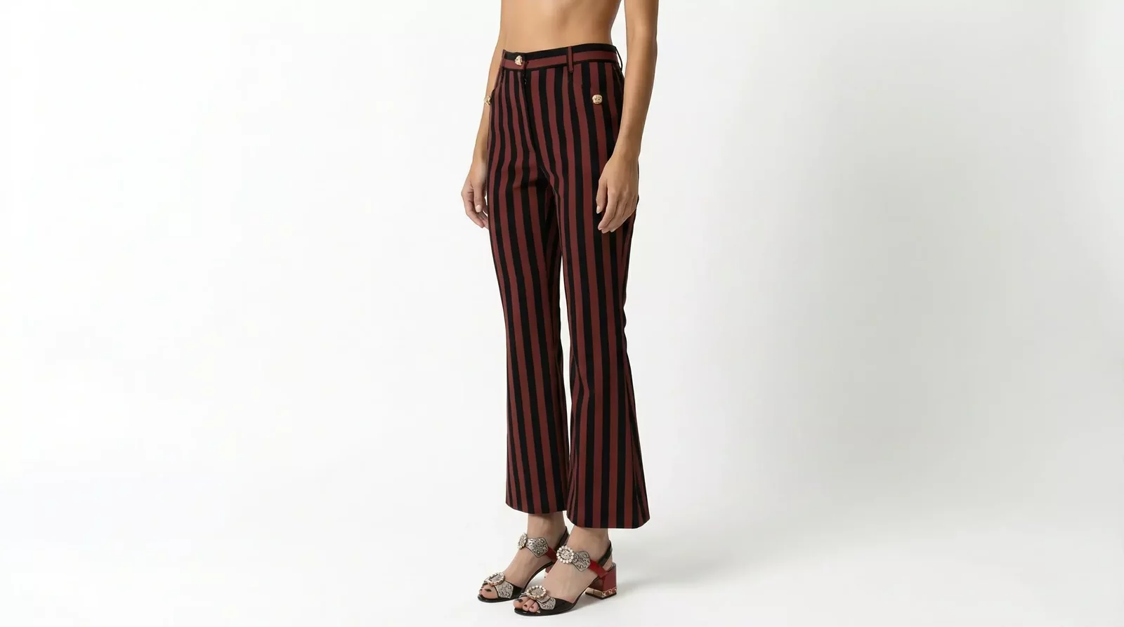 Vertical Stripe Flare Trousers Model PAN70042FBB - Black / IT44|L